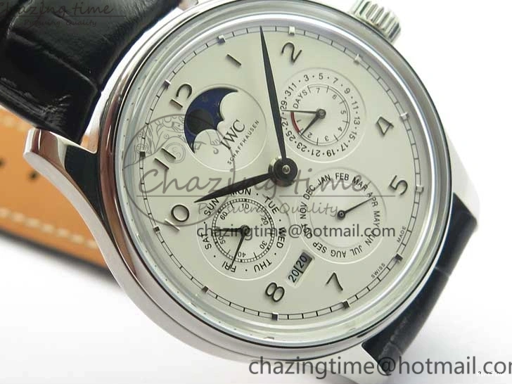 MIROTIME 0314 Portugieser Perpetual Calendar IW503301 V9F 1:1 Best Edition Silver Dial on Black Leather Strap A EyeCatching 7116